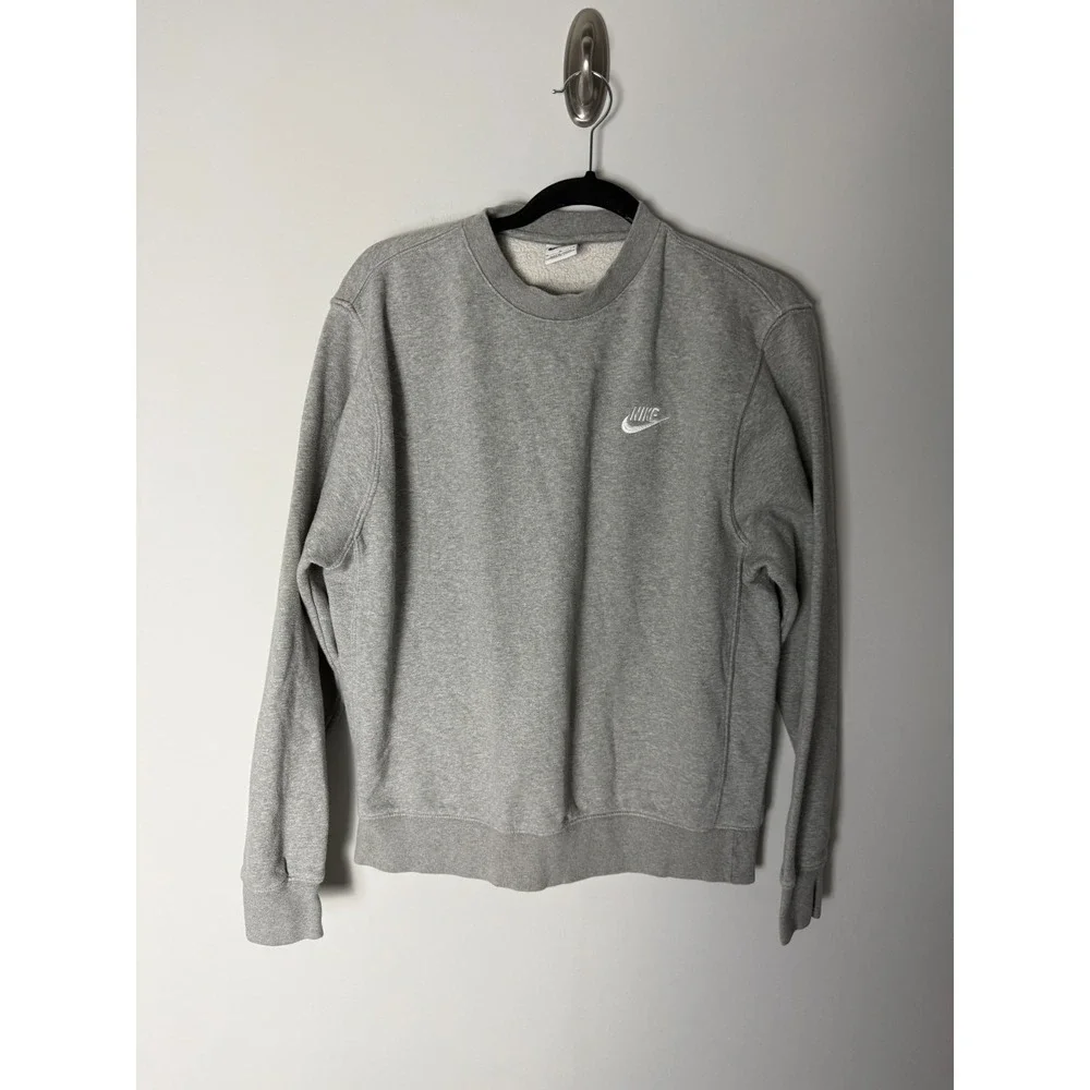 Nike Sportswear Club Fleece Sweater Swoosh Mens M Gray Athletic